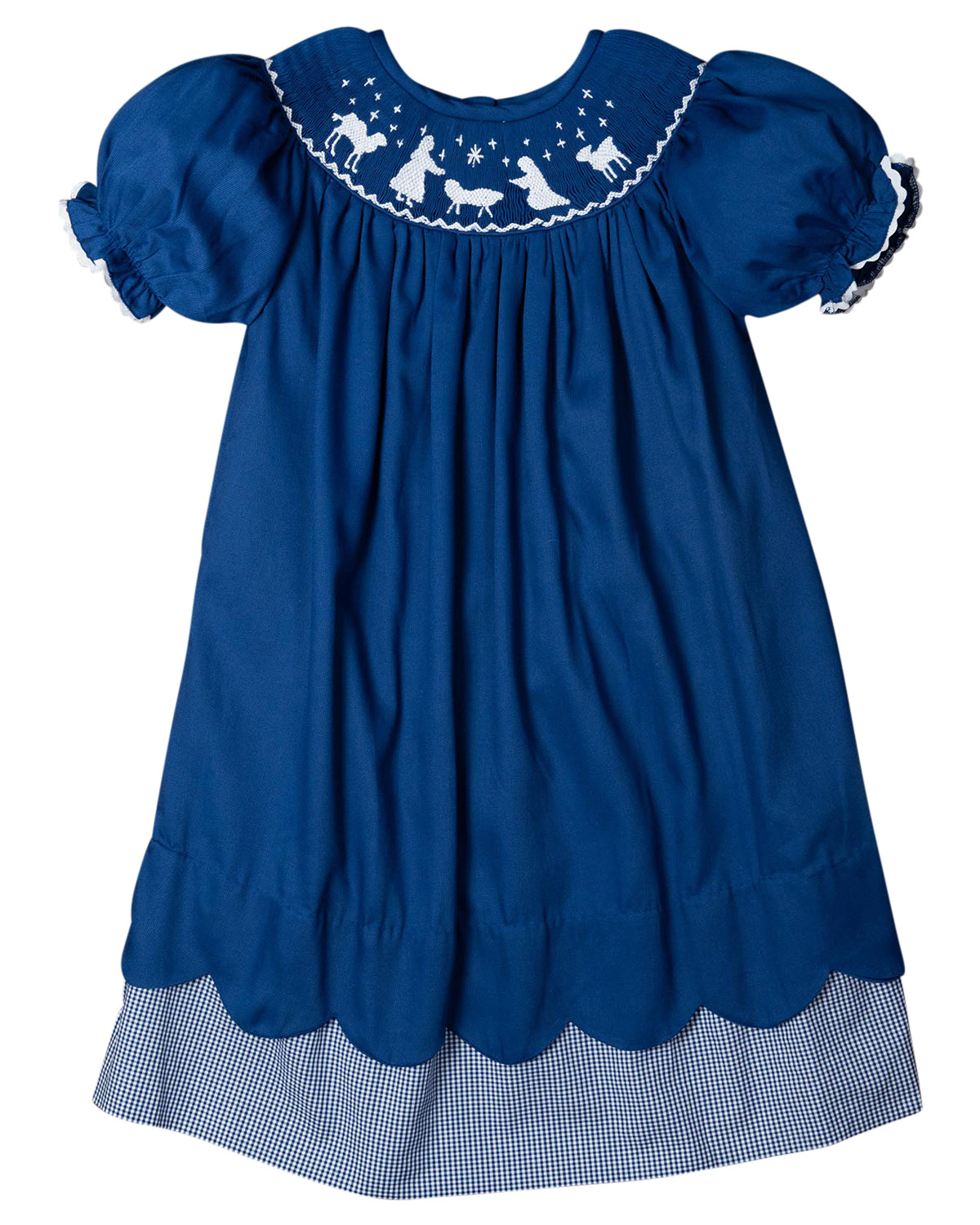 Nativity Smocked Bishop Dress