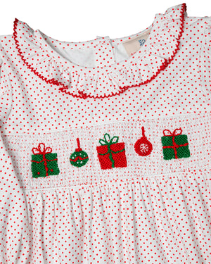 Presents Smocked Polka Dot Knit Dress