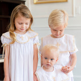 Cross Hand Embroidered Bubble with Bib Collar