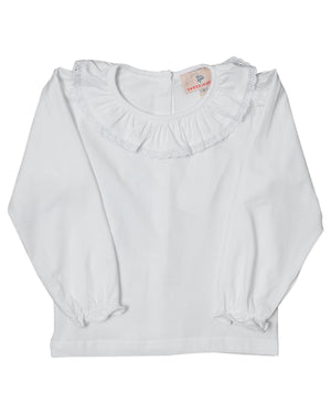 White Ruffle Blouse With Long Sleeves