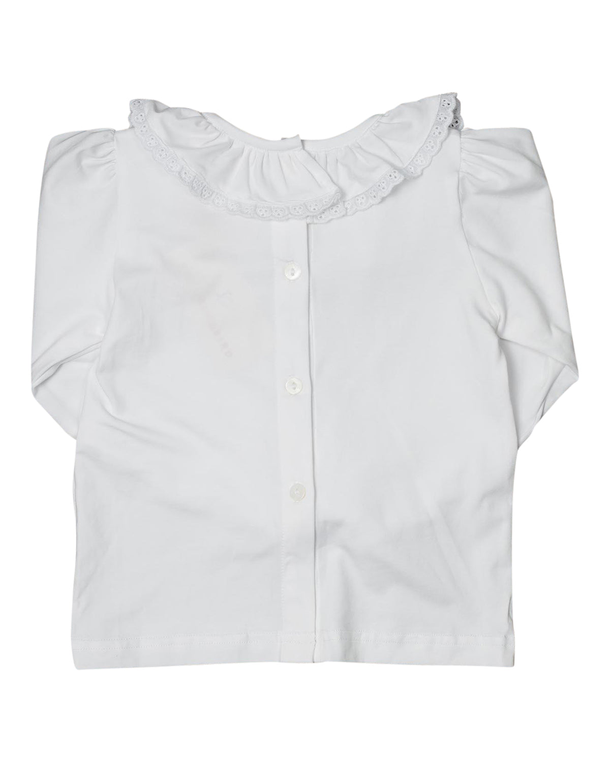 White Ruffle Blouse With Long Sleeves