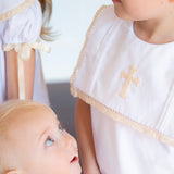 Cross Hand Embroidered Shorts Set with Bib Collar