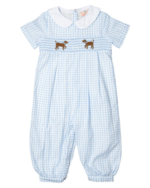 Lab Smocked Windowpane Longall