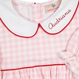 Heart Pockets Pink Gingham Knit Bubble
