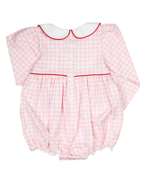 Heart Pockets Pink Gingham Knit Bubble