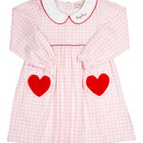 Heart Pockets Pink Gingham Knit Dress