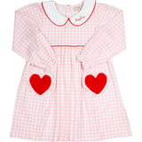 Heart Pockets Pink Gingham Knit Dress