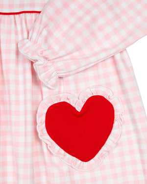 Heart Pockets Pink Gingham Knit Dress