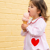 Heart Pockets Pink Gingham Knit Bubble