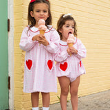 Heart Pockets Pink Gingham Knit Bubble