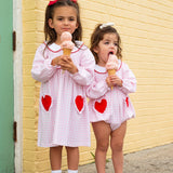 Heart Pockets Pink Gingham Knit Dress