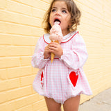 Heart Pockets Pink Gingham Knit Bubble