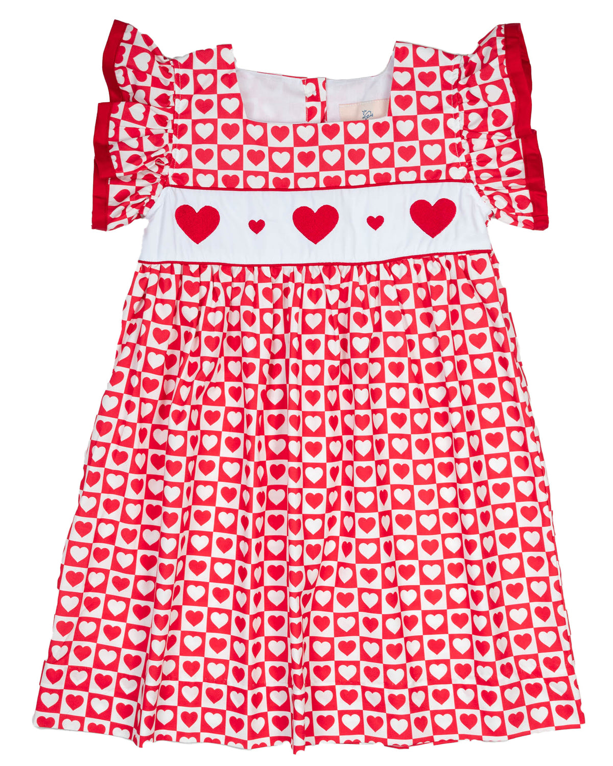 Hearts Embroidered Flutter Sleeve Dress
