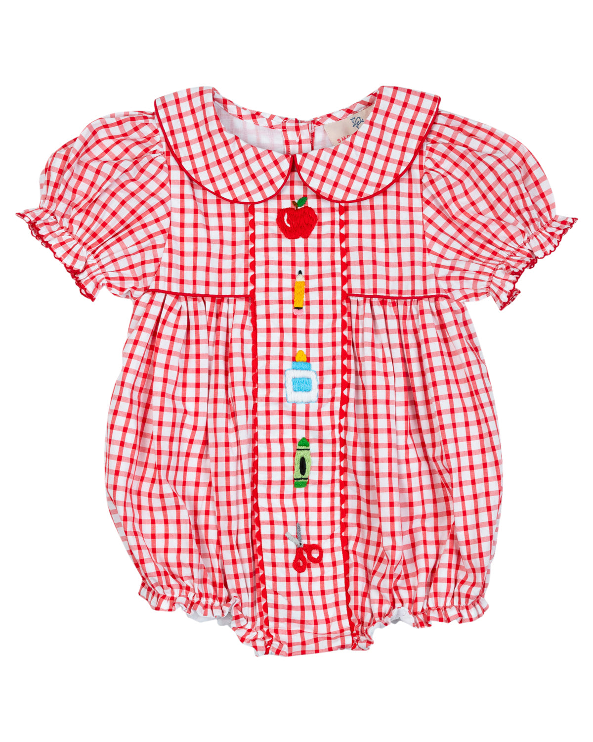 School Supplies Red Windowpane Girl Bubble-FINAL SALE