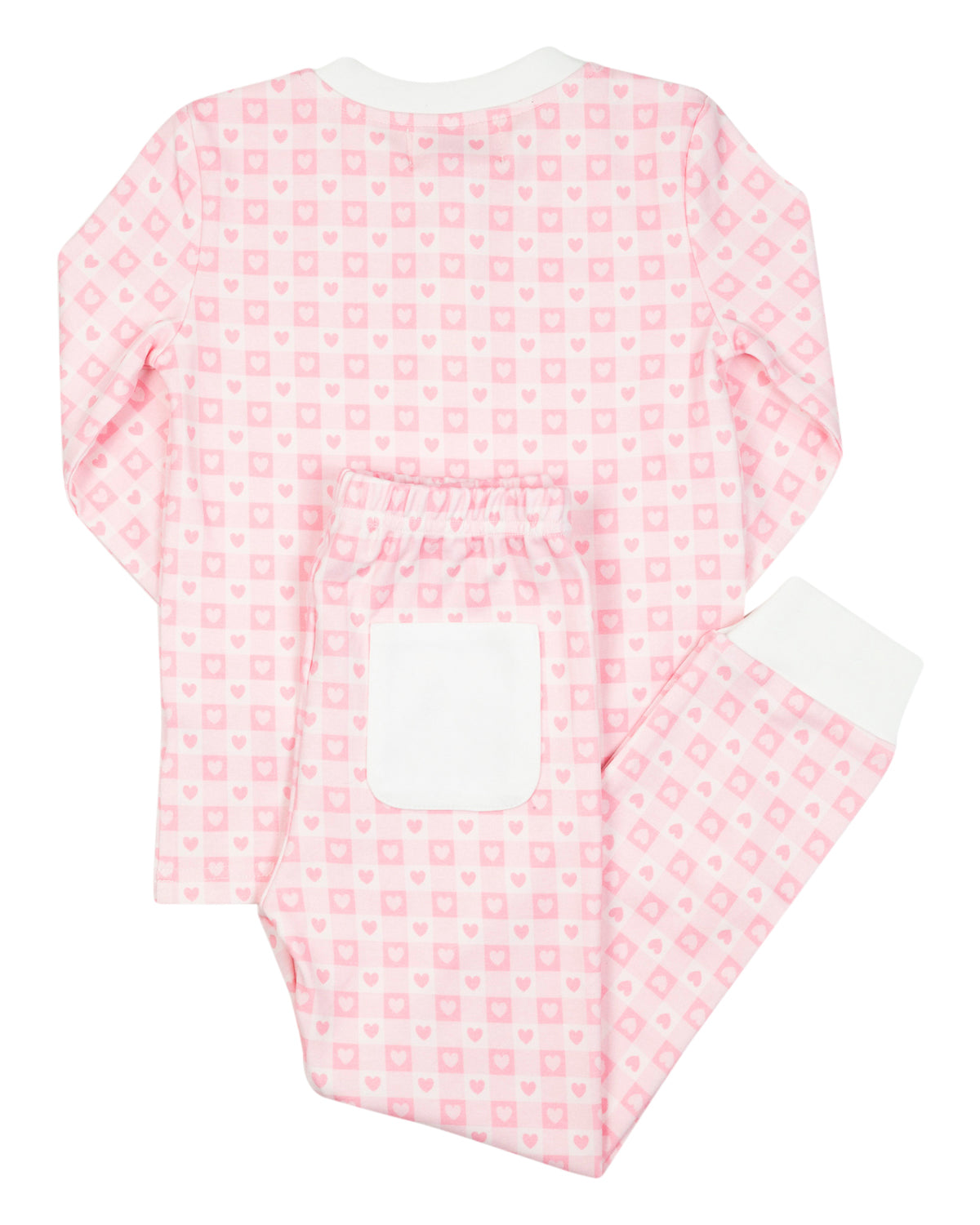 Pink Checked Hearts Knit Pajama Set