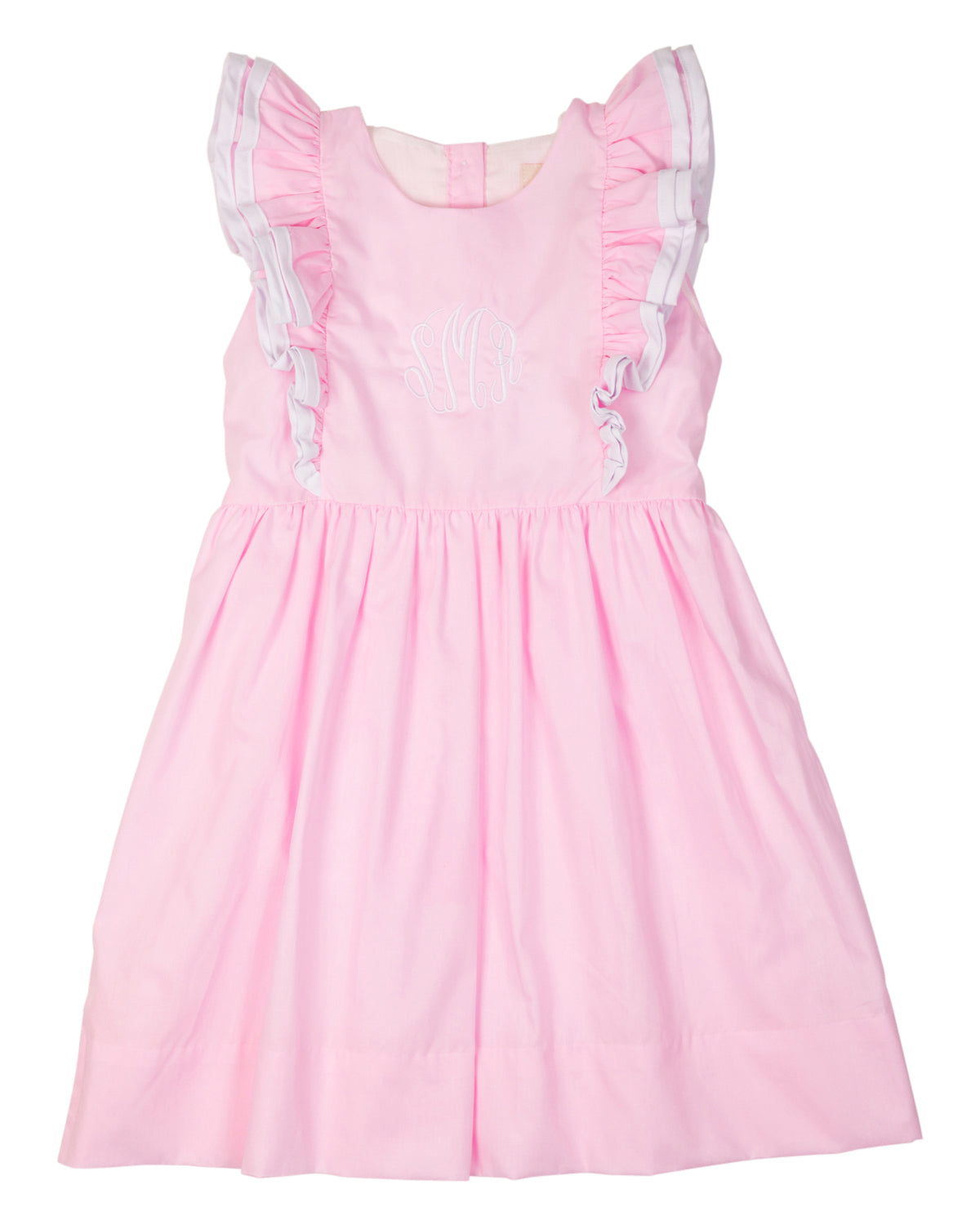 Pink Bell Dress with White Trim