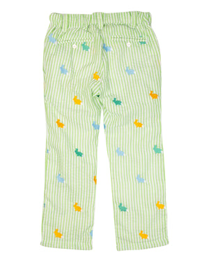Pastel Bunnies Embroidered Seersucker Pants