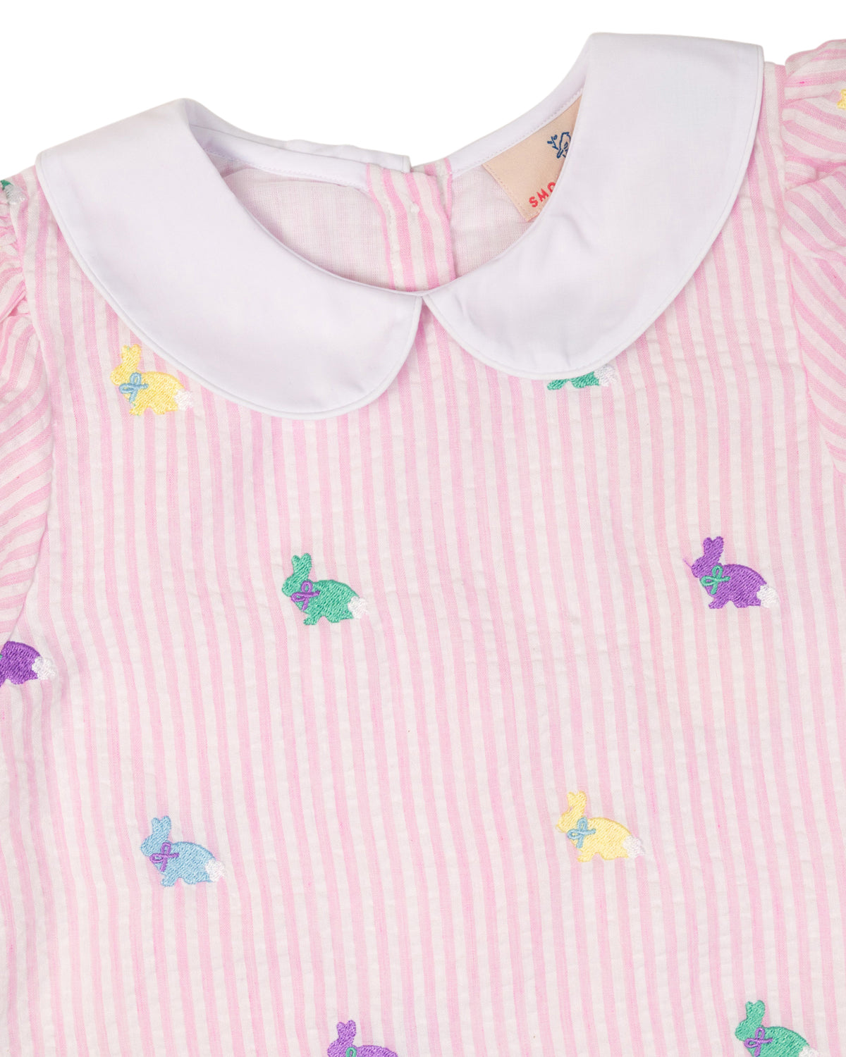 Pastel Bunnies Embroidered Seersucker Dress