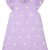 Lavender Daisy Embroidered Gingham Dress