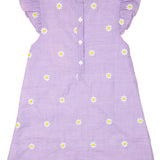 Lavender Daisy Embroidered Gingham Dress