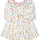 Vintage Smocked Heart Striped Dress