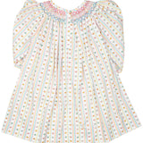 Vintage Smocked Heart Striped Dress