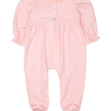 Baby Rattle Smocked Knit Onesie In Pink