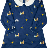 Nativity Embroidered Navy Dress