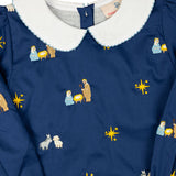 Nativity Embroidered Navy Dress