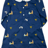 Nativity Embroidered Navy Dress