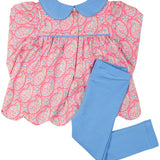 Paisley Floral Scalloped Hem Legging Set