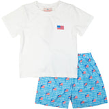 American Flag Gingham Print Shorts Set