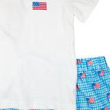 American Flag Gingham Print Shorts Set