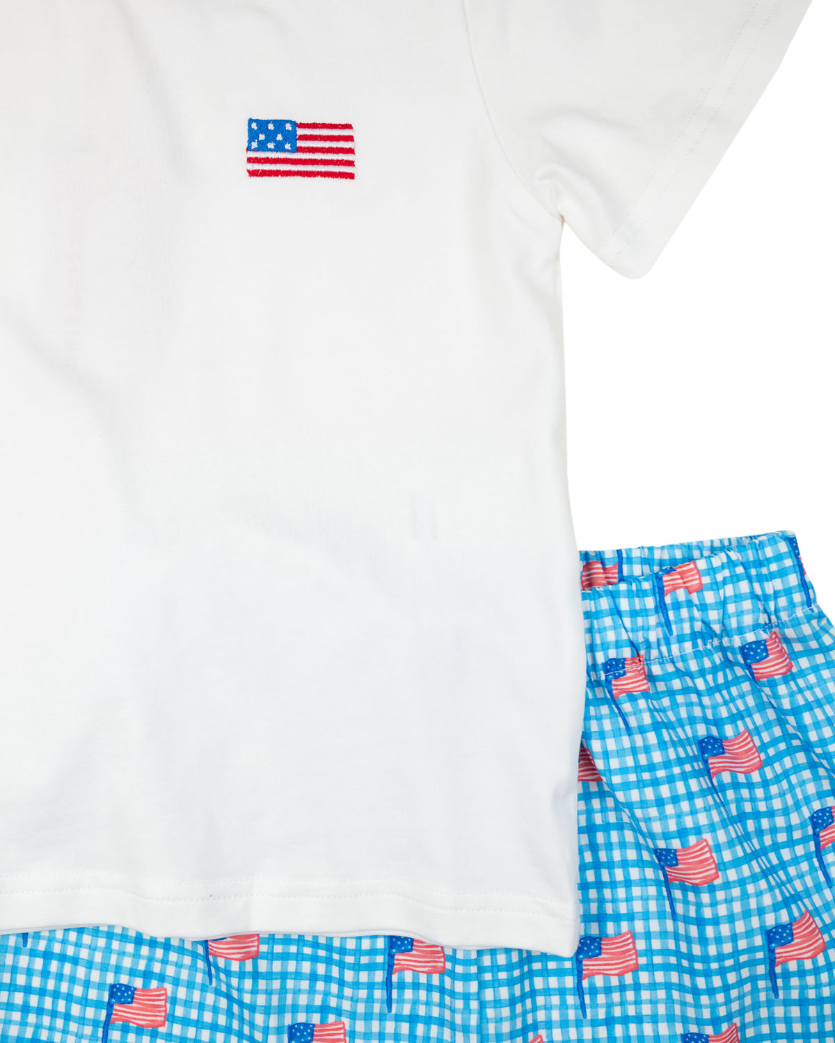 American Flag Gingham Print Shorts Set