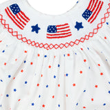 Flags Smocked Star Print Bubble