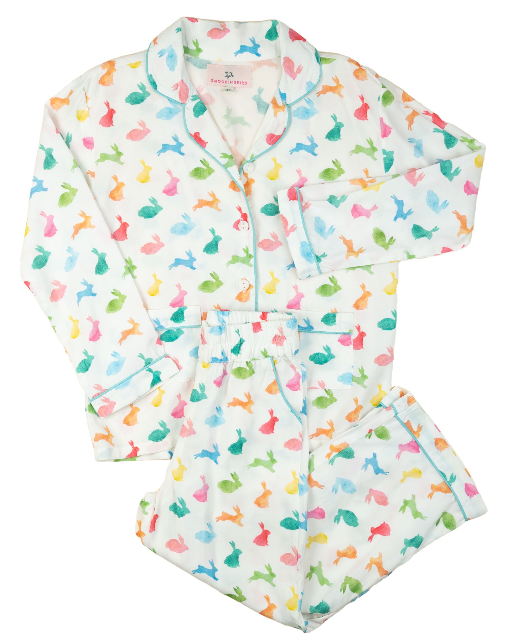 Colorful Bunnies Button Down Pajamas