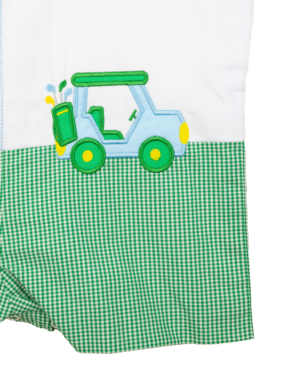 Golf Cart Applique Gingham Shortall