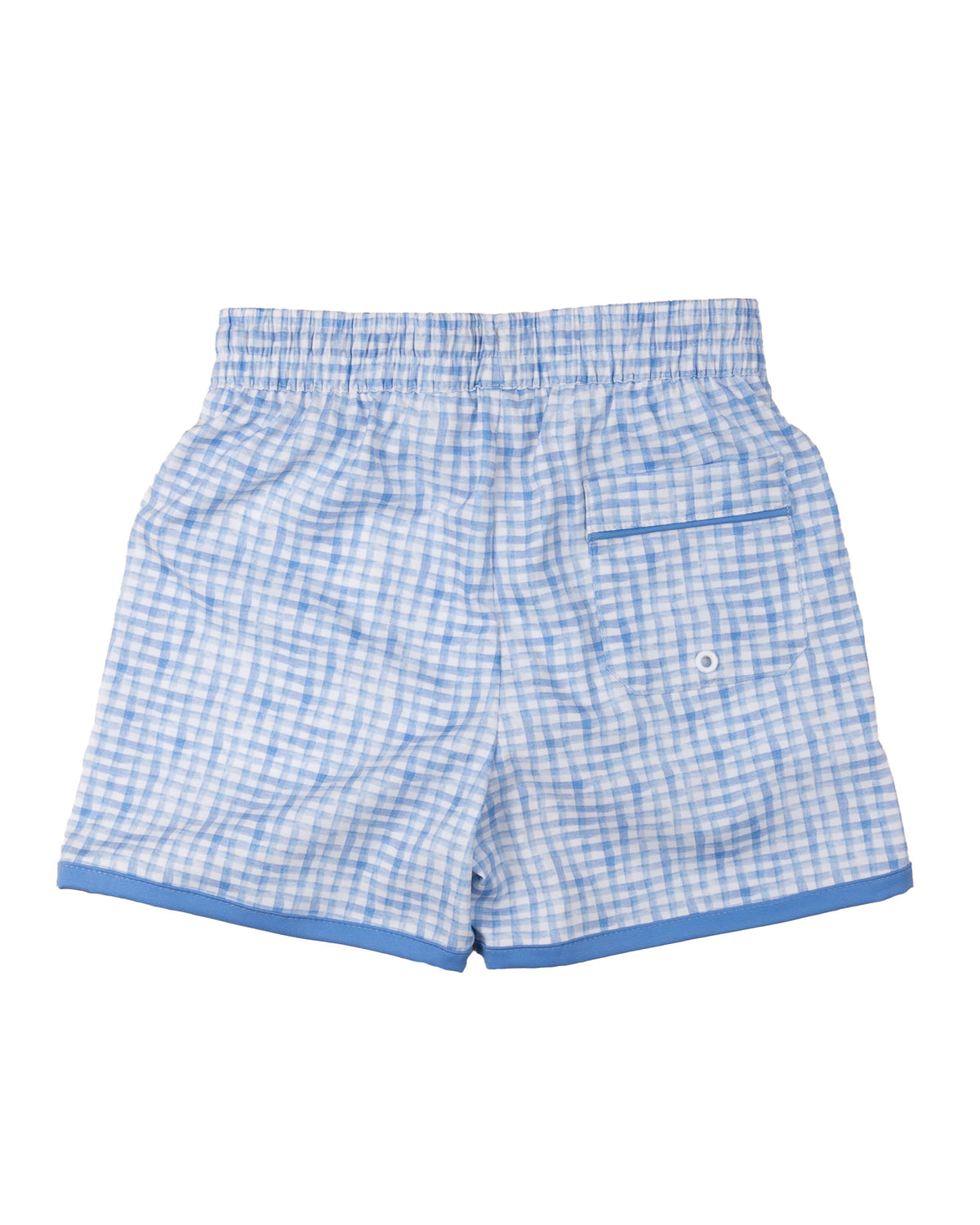 Blue Watercolor Plaid Swim Trunks