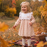 Fall Floral Stripe Bib Collar Dress