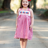 Flags Smocked Red Gingham Dress