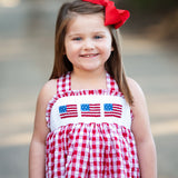 Flags Smocked Red Gingham Dress