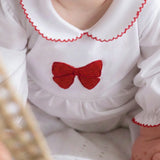 Garnet Bow Hand Crocheted Knit Layette