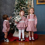 Holiday Embroidery Garnet Gingham Bloomer Set With Sash