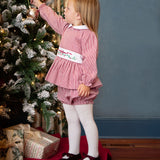 Holiday Embroidery Garnet Gingham Bloomer Set With Sash