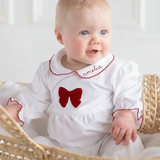 Garnet Bow Hand Crocheted Knit Layette