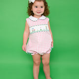 Golf Smocked Pink Checked Bubble with Bow Detail