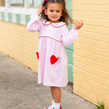 Heart Pockets Pink Gingham Knit Dress