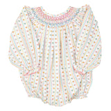 Vintage Smocked Heart Striped Bubble