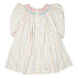 Vintage Smocked Heart Striped Dress