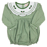 Holly Embroidered Green Checked Bubble